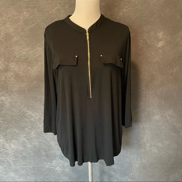 Calvin Klein Roll Sleeve Blouse - Picture 2 of 12